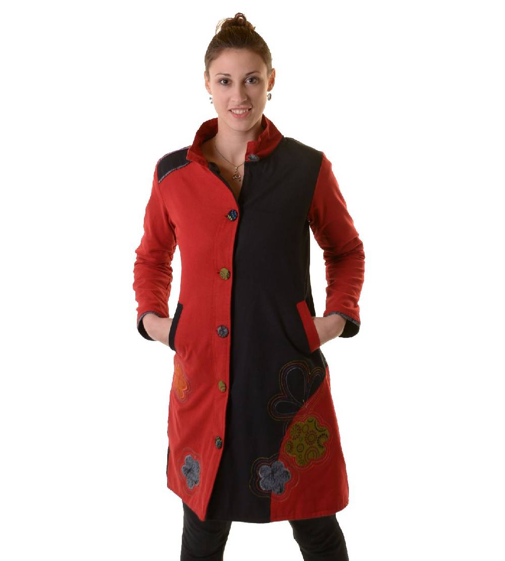 Kunst Und Magie Bohojacke Damenjacke Goa Psy Hippie mit bunter Blumenstickerei Vatertagsangebot