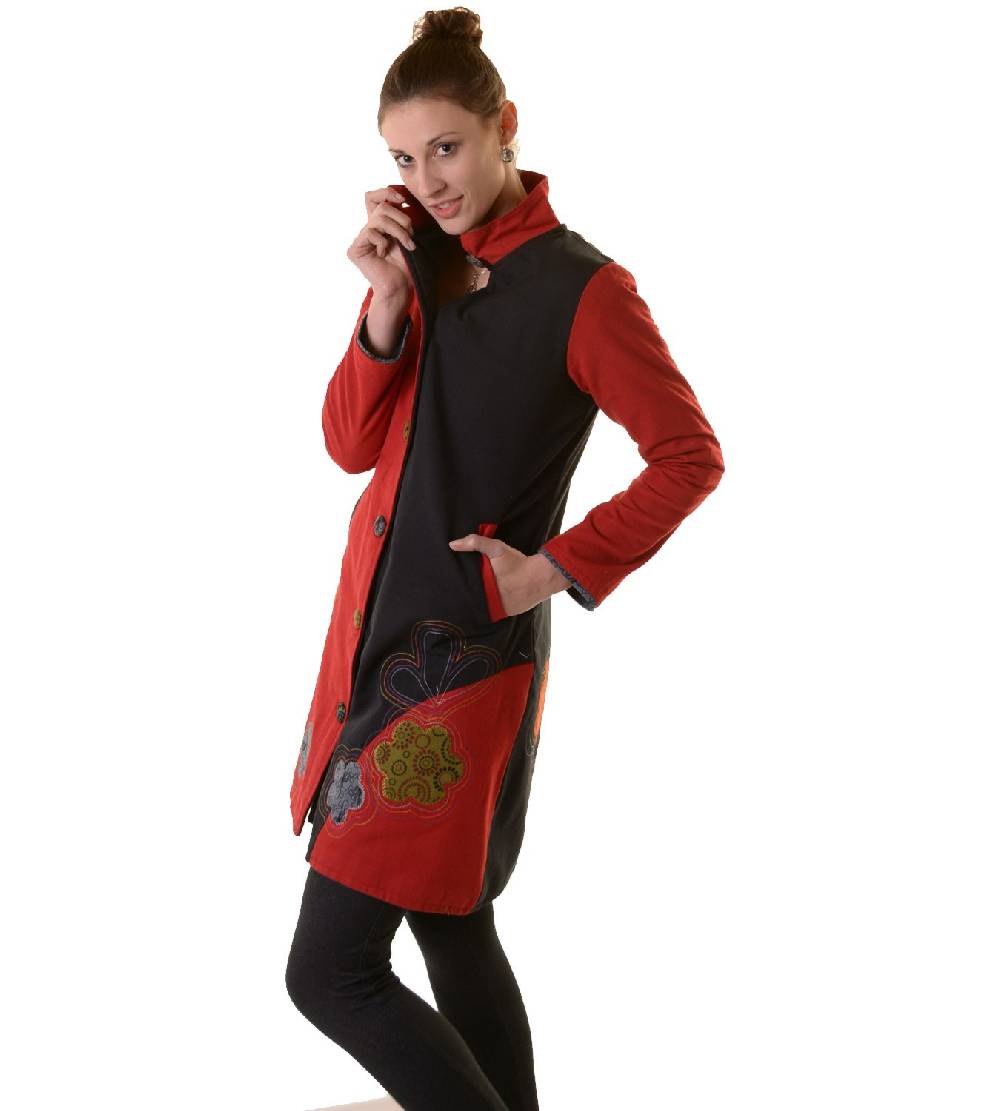 Kunst Und Magie Bohojacke Damenjacke Goa Psy Hippie mit bunter Blumenstickerei Vatertagsangebot