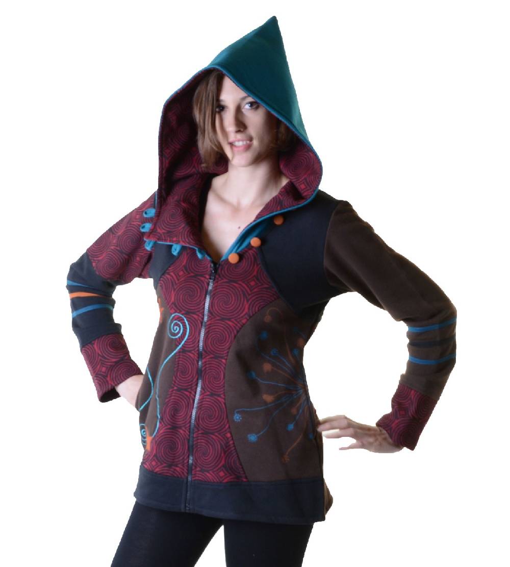 Kunst Und Magie Sweatjacke mit Zipfelkapuze Goa Elfe Psy Hippie Fraggle Jubiläumsangebot