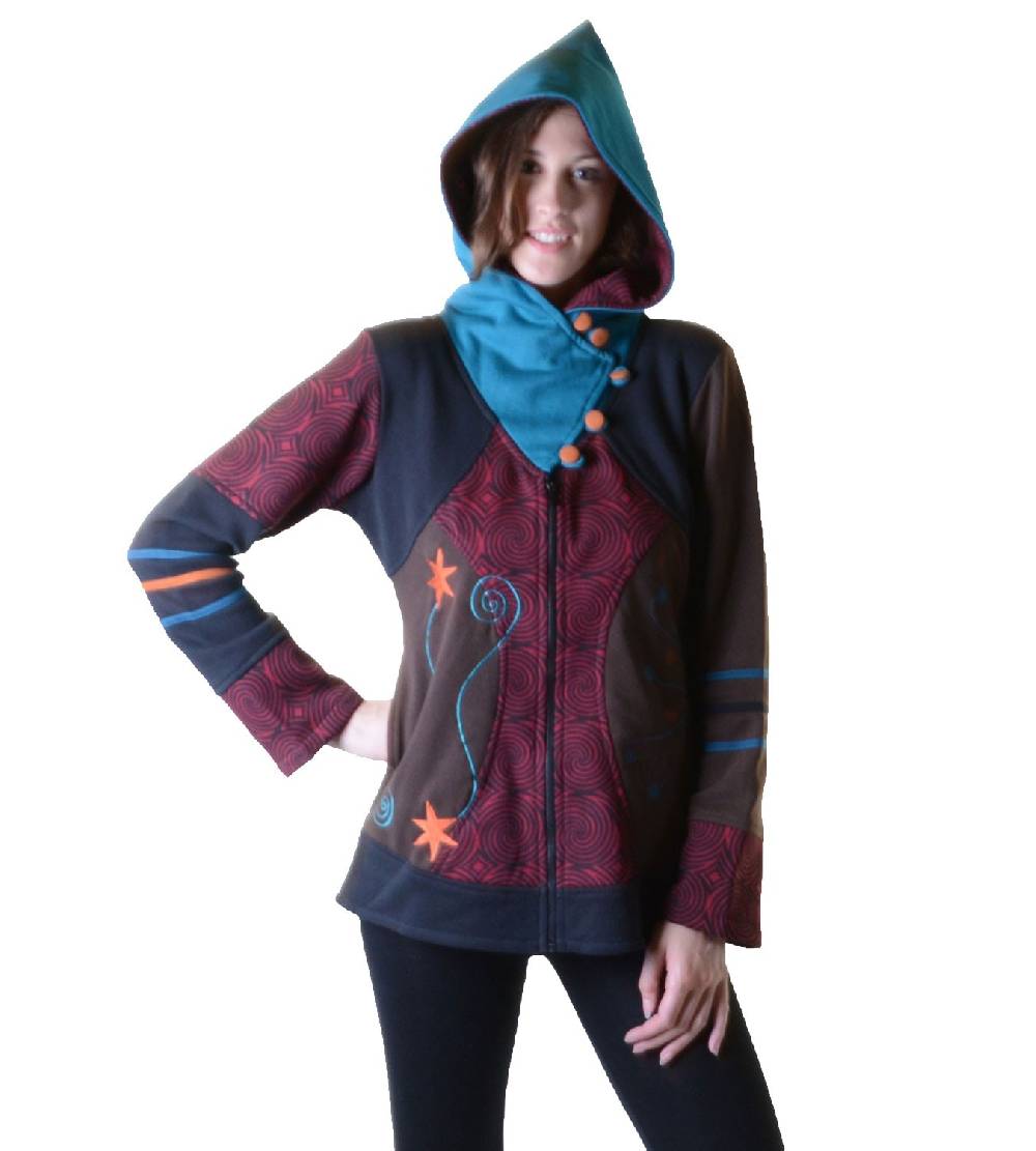 Kunst Und Magie Sweatjacke mit Zipfelkapuze Goa Elfe Psy Hippie Fraggle Jubiläumsangebot