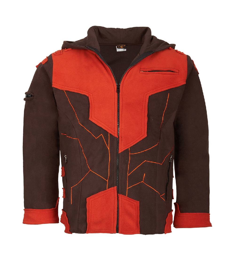 Kunst Und Magie Kunst und Magie Herren Goajacke Fleece Fleecejacke mit Futuristischen Patches Top Angebot