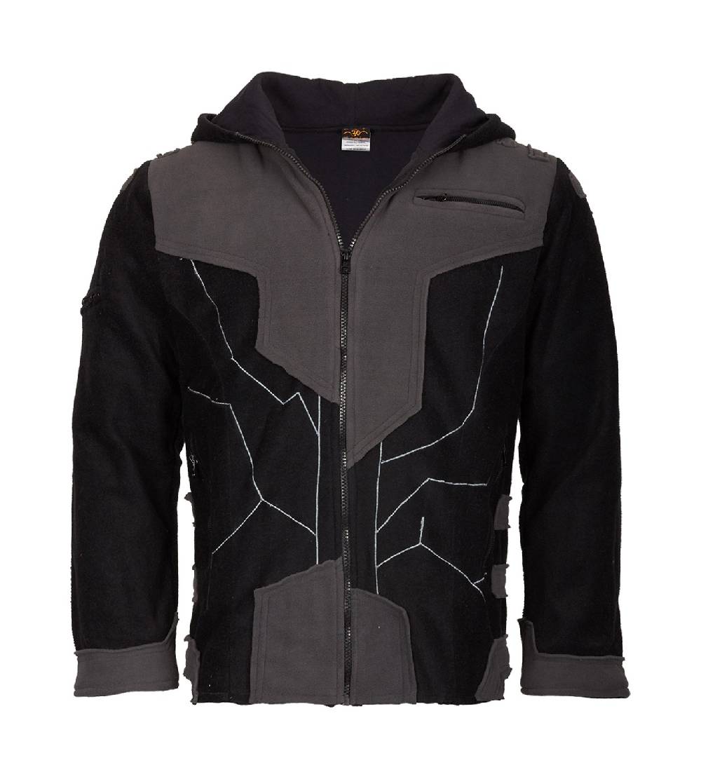 Kunst Und Magie Kunst und Magie Herren Goajacke Fleece Fleecejacke mit Futuristischen Patches Top Angebot