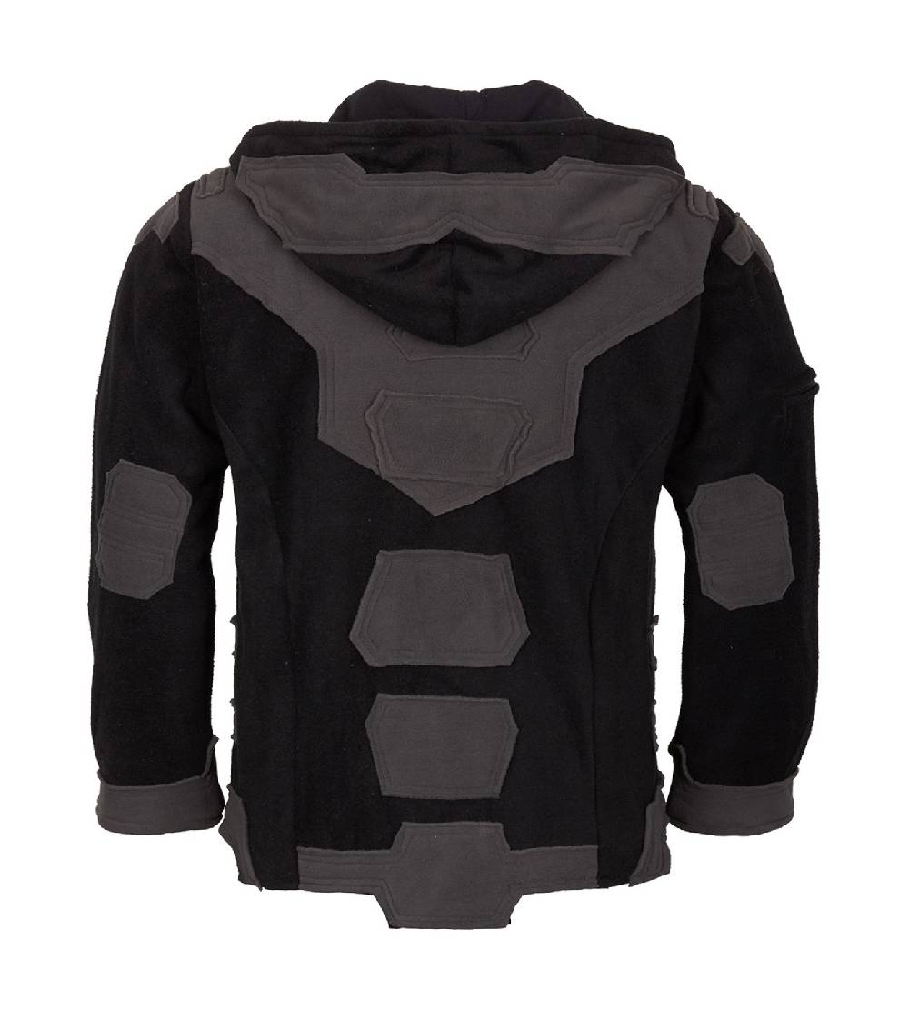 Kunst Und Magie Kunst und Magie Herren Goajacke Fleece Fleecejacke mit Futuristischen Patches Top Angebot