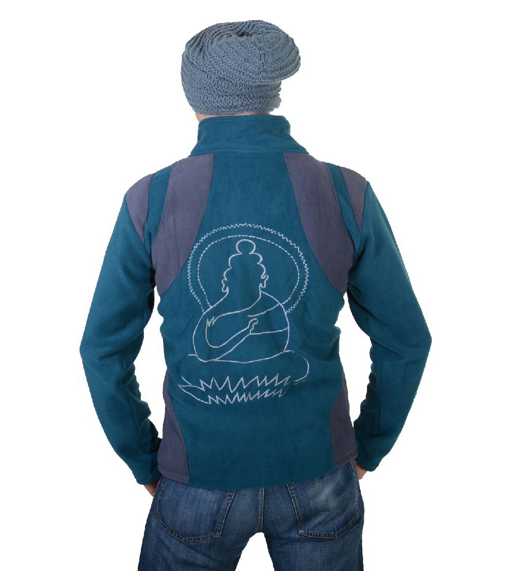 Kunst Und Magie Goa Herren Fleecejacke "Buddha" mit Aufwendiger Rückenstickerei Goa Psy Hippie Online Outlet