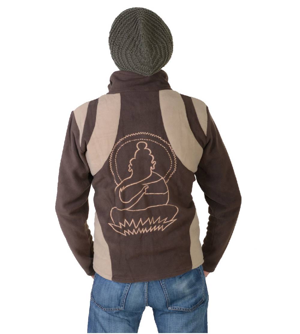 Kunst Und Magie Goa Herren Fleecejacke "Buddha" mit Aufwendiger Rückenstickerei Goa Psy Hippie Online Outlet