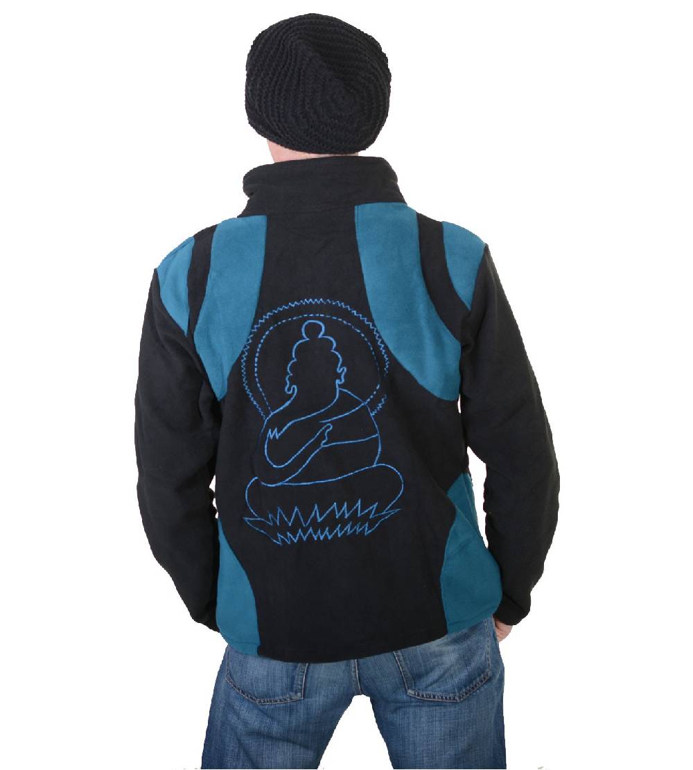 Kunst Und Magie Goa Herren Fleecejacke "Buddha" mit Aufwendiger Rückenstickerei Goa Psy Hippie Online Outlet