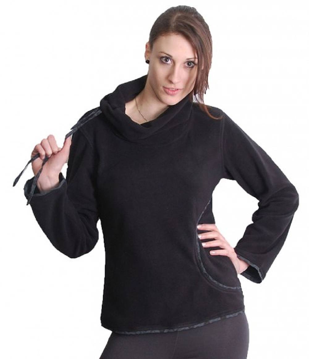 Kunst Und Magie Goa Fleecepullover mit Rollkragen in Schwarz/Grau
