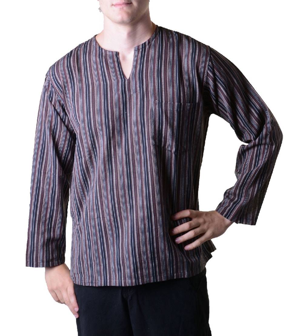 Kunst Und Magie Fischerhemd Kurtha Gestreift Überzieher Hemd Poncho Mittelalter Nepal Letzte 3 Tage