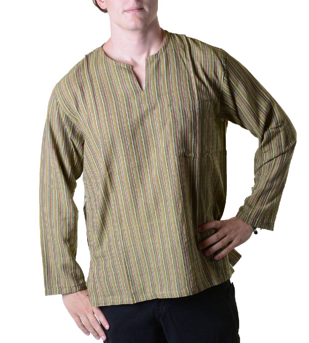 Kunst Und Magie Fischerhemd Kurtha Gestreift Überzieher Hemd Poncho Mittelalter Nepal Letzte 3 Tage