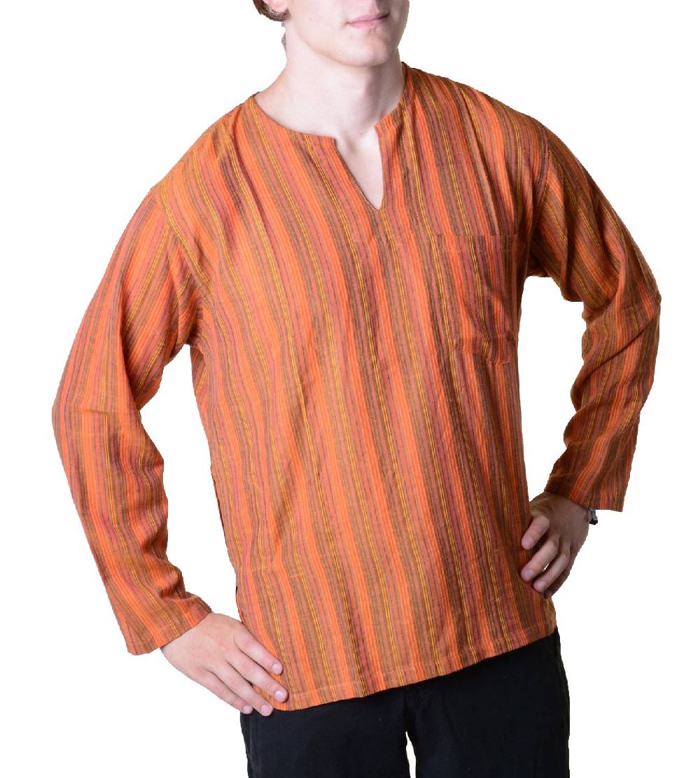 Kunst Und Magie Fischerhemd Kurtha Gestreift Überzieher Hemd Poncho Mittelalter Nepal Letzte 3 Tage