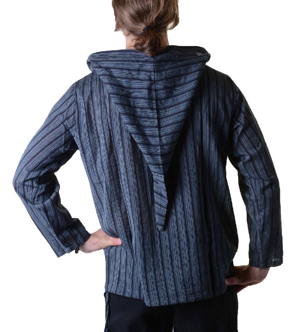 Kunst Und Magie Gestreiftes Fischerhemd Kurtha Überzieher Hemd Poncho Mittelalter mit Zipfelkapuze Letzte 2 Tage