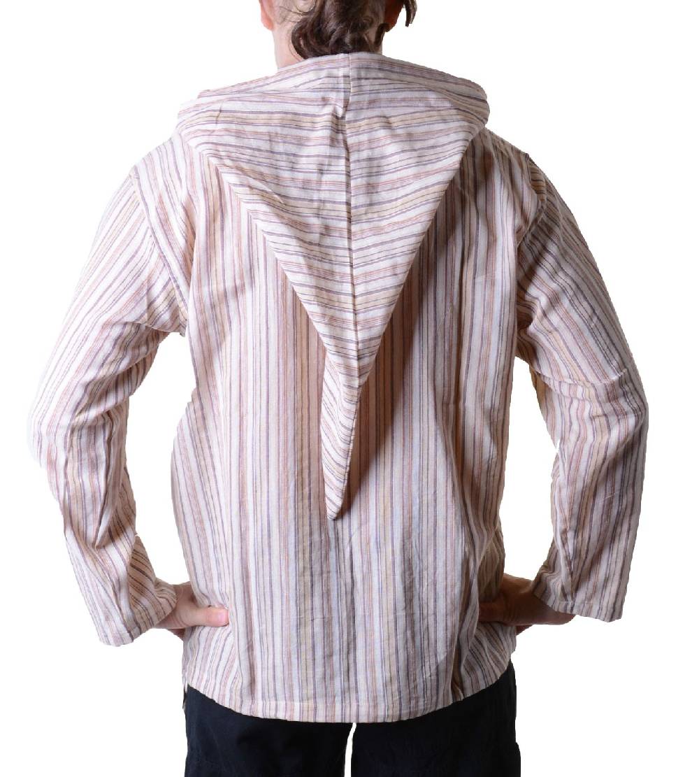 Kunst Und Magie Gestreiftes Fischerhemd Kurtha Überzieher Hemd Poncho Mittelalter mit Zipfelkapuze Letzte 2 Tage
