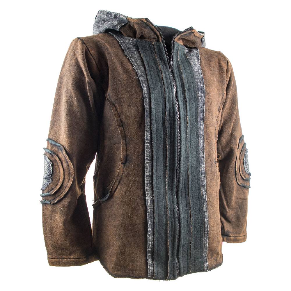 Kunst Und Magie Kunst und Magie Herren Goajacke Stonewashesd aus Baumwolle mit Zipfelkapuze Zeitbegrenzte Promotion