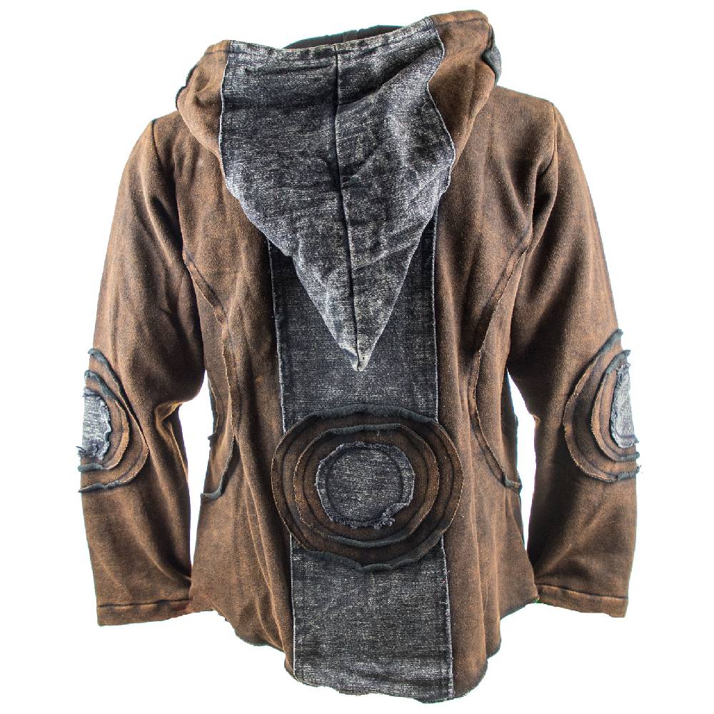 Kunst Und Magie Kunst und Magie Herren Goajacke Stonewashesd aus Baumwolle mit Zipfelkapuze Zeitbegrenzte Promotion