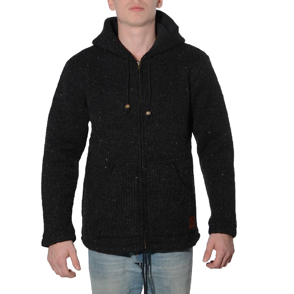 Kunst Und Magie Herren Strickjacke Wolle Jacke mit warmen Fleecefutter Kapuze Schafs Schurwolle Bis zu 60% Rabatt