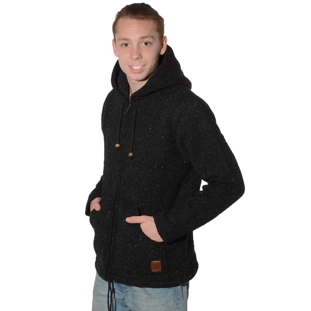 Kunst Und Magie Herren Strickjacke Wolle Jacke mit warmen Fleecefutter Kapuze Schafs Schurwolle Bis zu 60% Rabatt