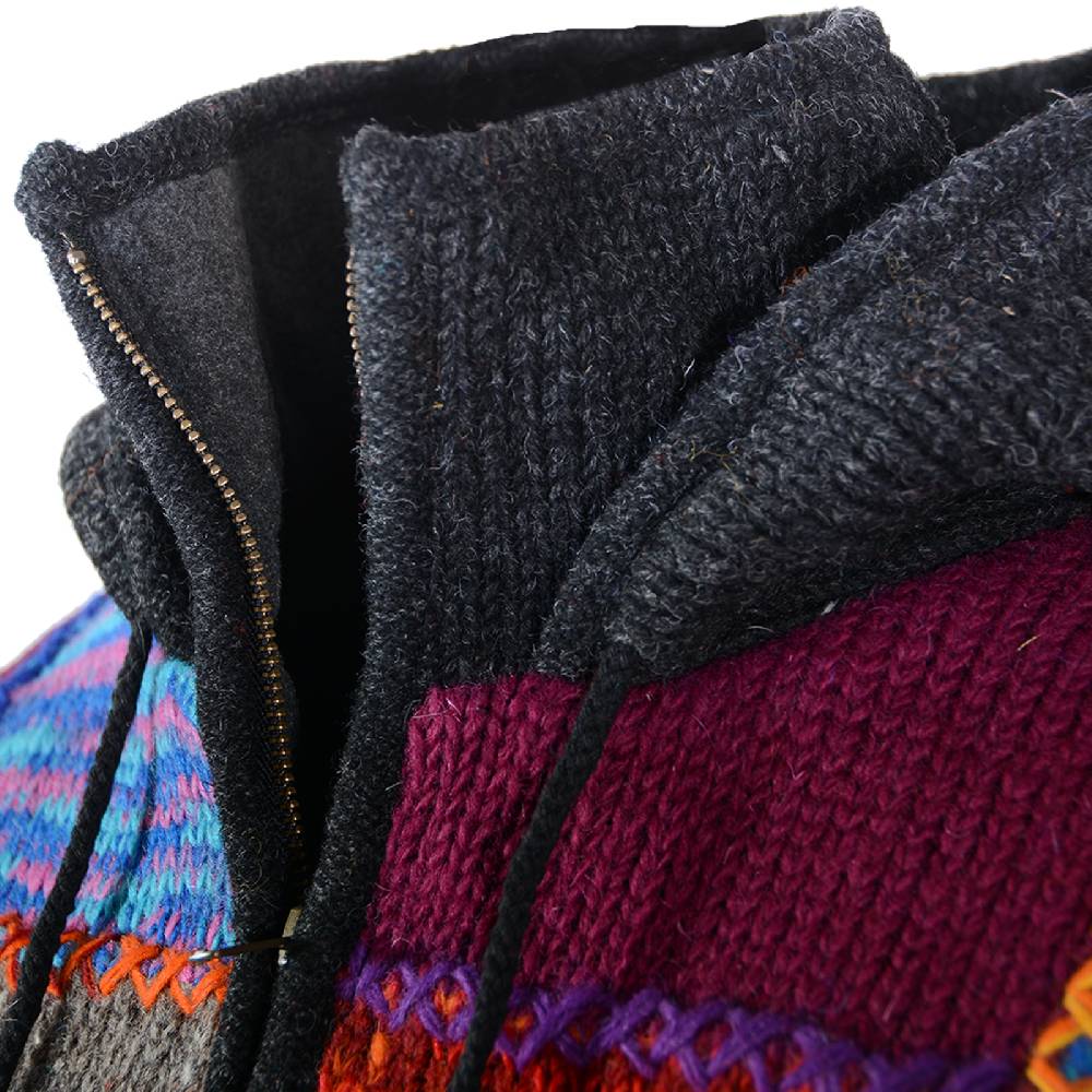 Kunst Und Magie Kunst und Magie Damen Bunte Patchwork Strickjacke mit Zipfelkapuze Discount Store für neue Produkte