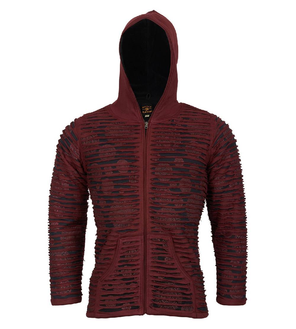 Kunst Und Magie Kunst und Magie Männer Cutwork Goa Jacke mit Kapuze