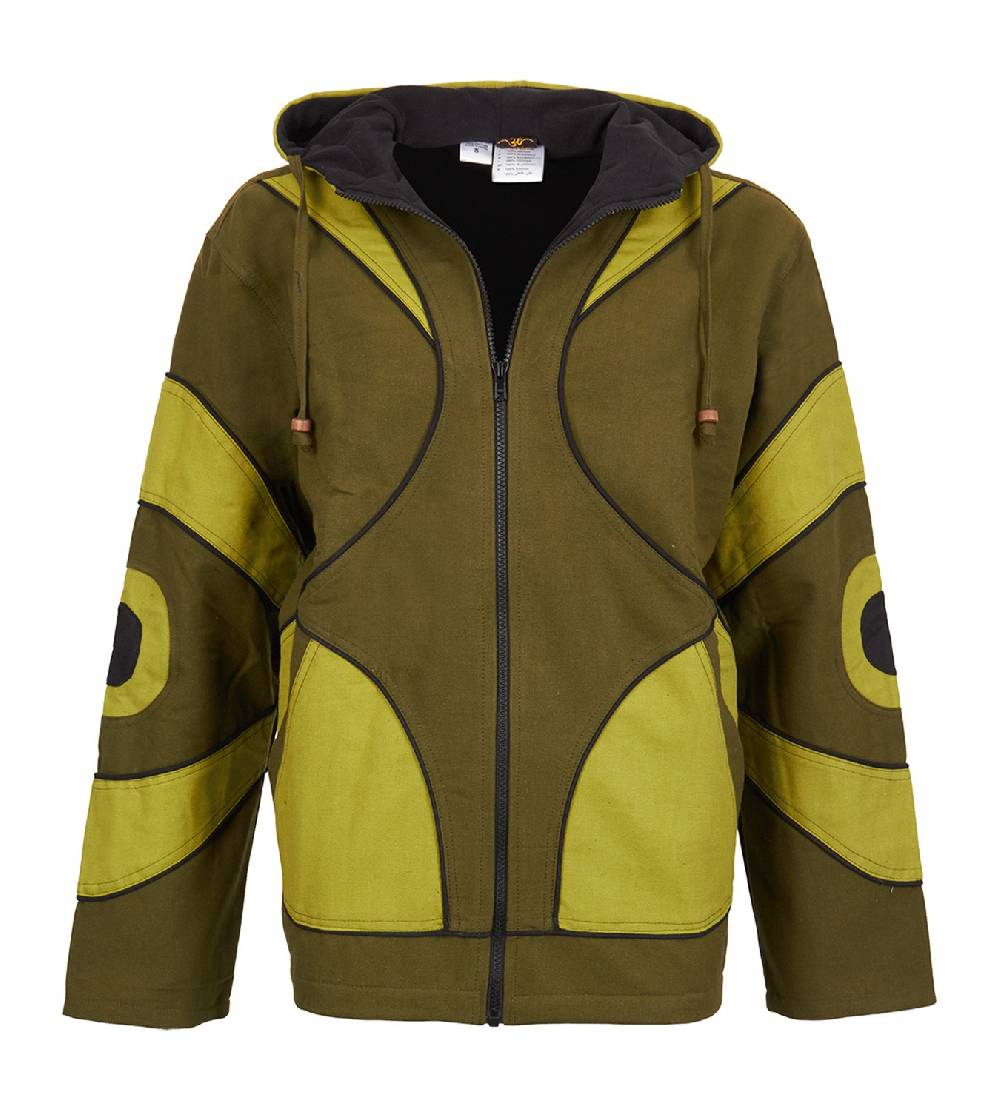 Kunst Und Magie Kunst und Magie Goa Canvas Baumwolljacke für Herren mit Fleecefutter Super Rabatt