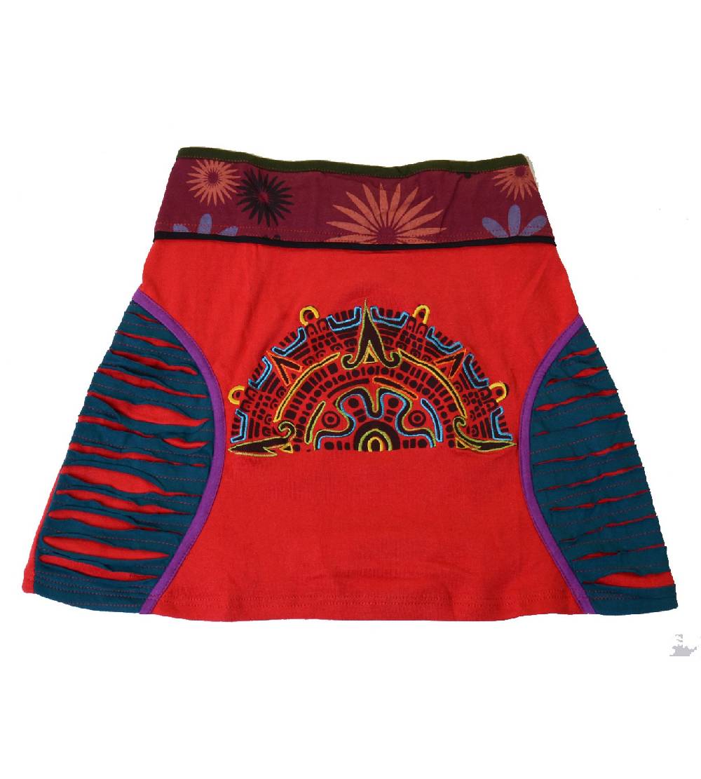 Kunst Und Magie Minirock mit farbigem Bund in Razorcutwork-Style Kostenloser Versand international