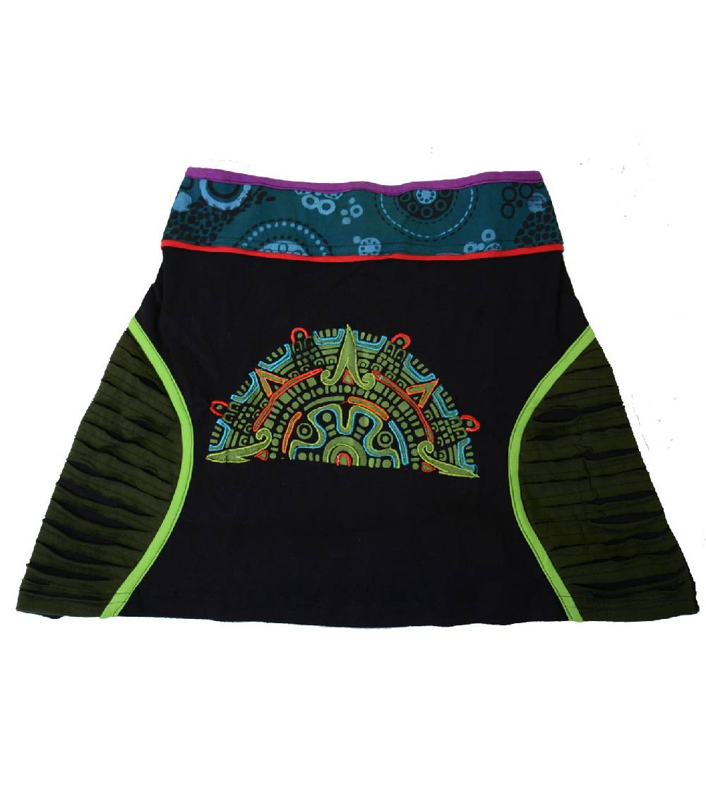 Kunst Und Magie Minirock mit farbigem Bund in Razorcutwork-Style Kostenloser Versand international