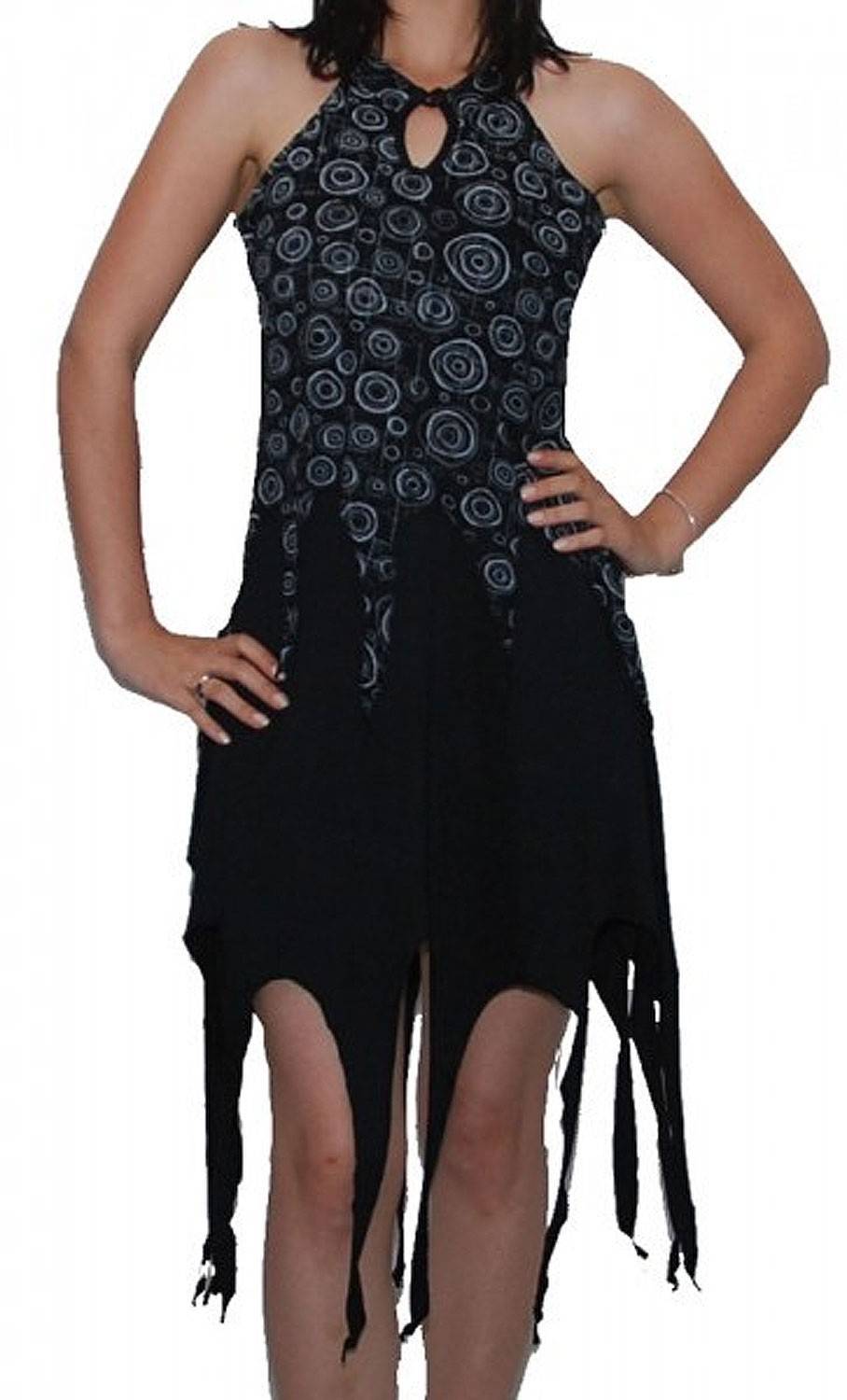 Kunst Und Magie Zipfeliges Elfen Kleid Psy Hippie Goa Fee schwarz
