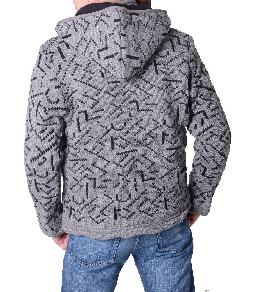 Kunst Und Magie Herren Strickjacke Wolljacke mit Fleecefutter und abnehmbarer Kapuze und Muster Angebote