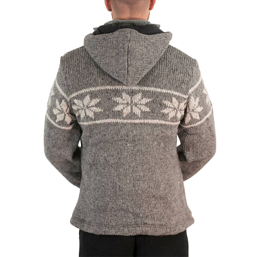 Kunst Und Magie Snowboard Strickjacke Nordisch Wolljacke mit Fleecefutter und abnehmbarer Kapuze im Angebot
