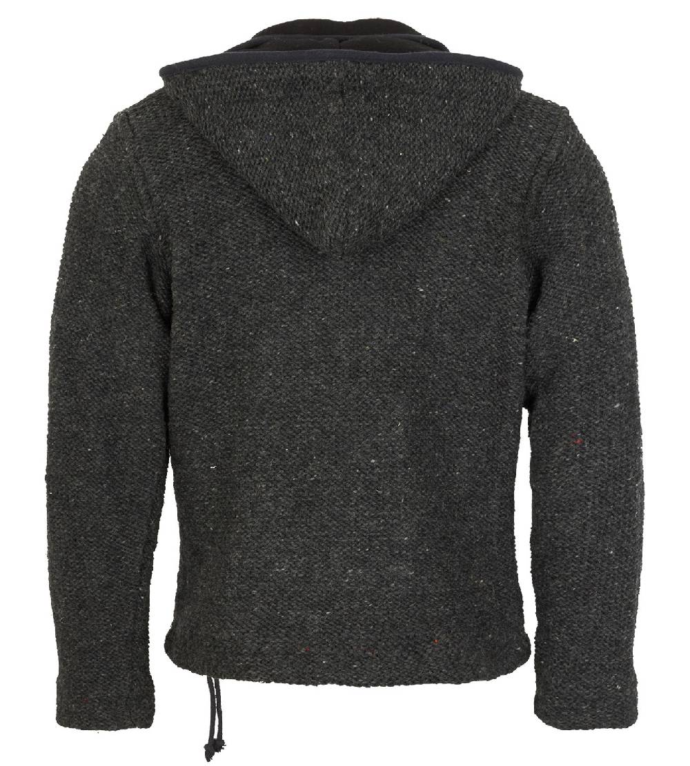Kunst Und Magie Nepal Strickjacke Pullover Wolle mit Fleecefutter und Kapuze Baja Hippie Schlussverkauf
