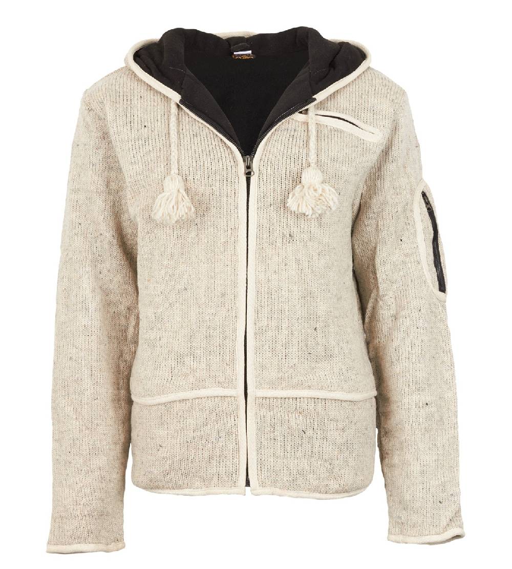 Kunst Und Magie Herren Strickjacke Wolljacke mit Fleecefutter und langer Zipfelkapuze