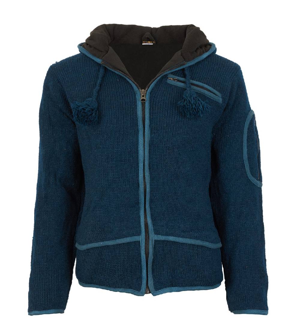 Kunst Und Magie Herren Strickjacke Wolljacke mit Fleecefutter und langer Zipfelkapuze Günstiger Verkauf