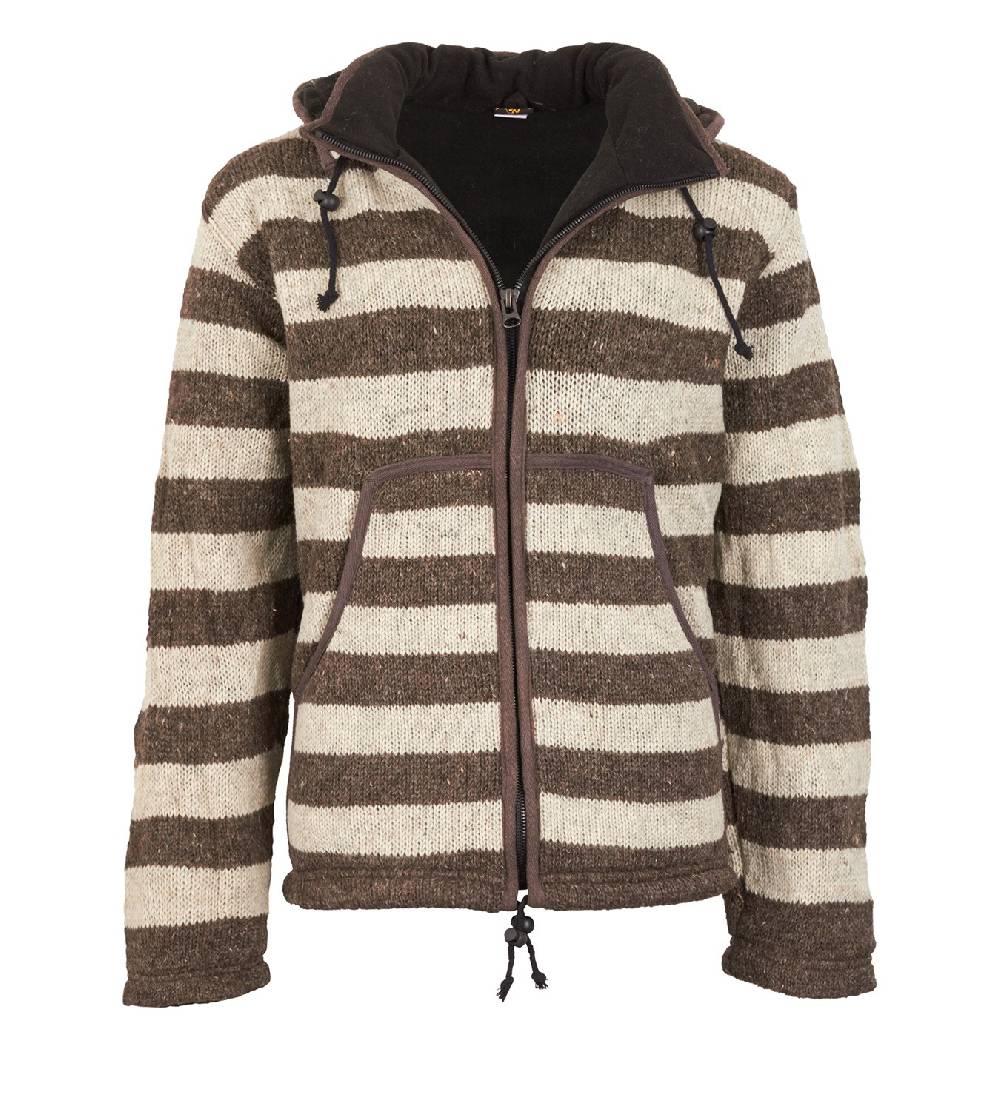 Kunst Und Magie Warme Strickjacke aus Wolle Jacke mit Fleecefutter und abnehmbarer Kapuze
