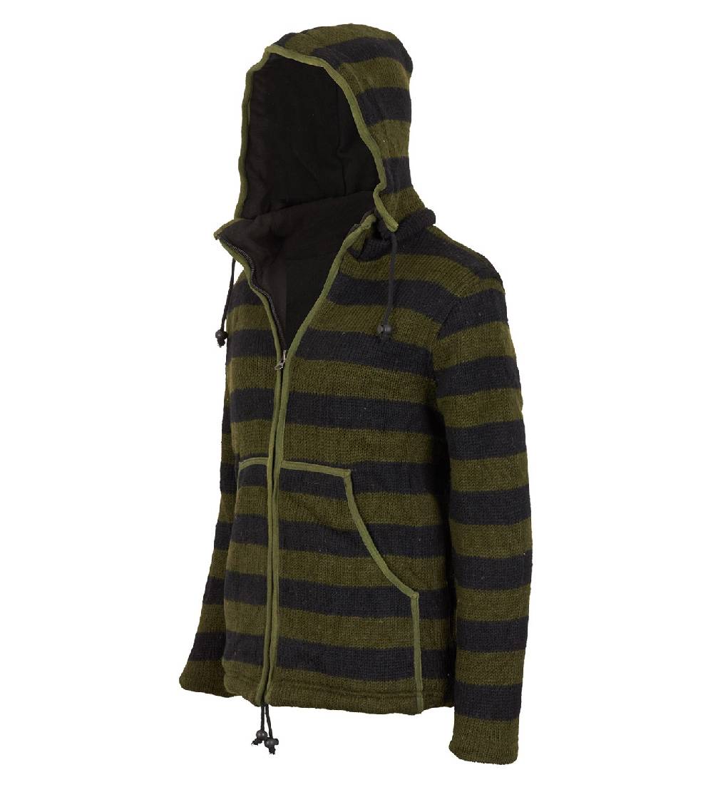 Kunst Und Magie Warme Strickjacke aus Wolle Jacke mit Fleecefutter und abnehmbarer Kapuze Fabrikverkauf