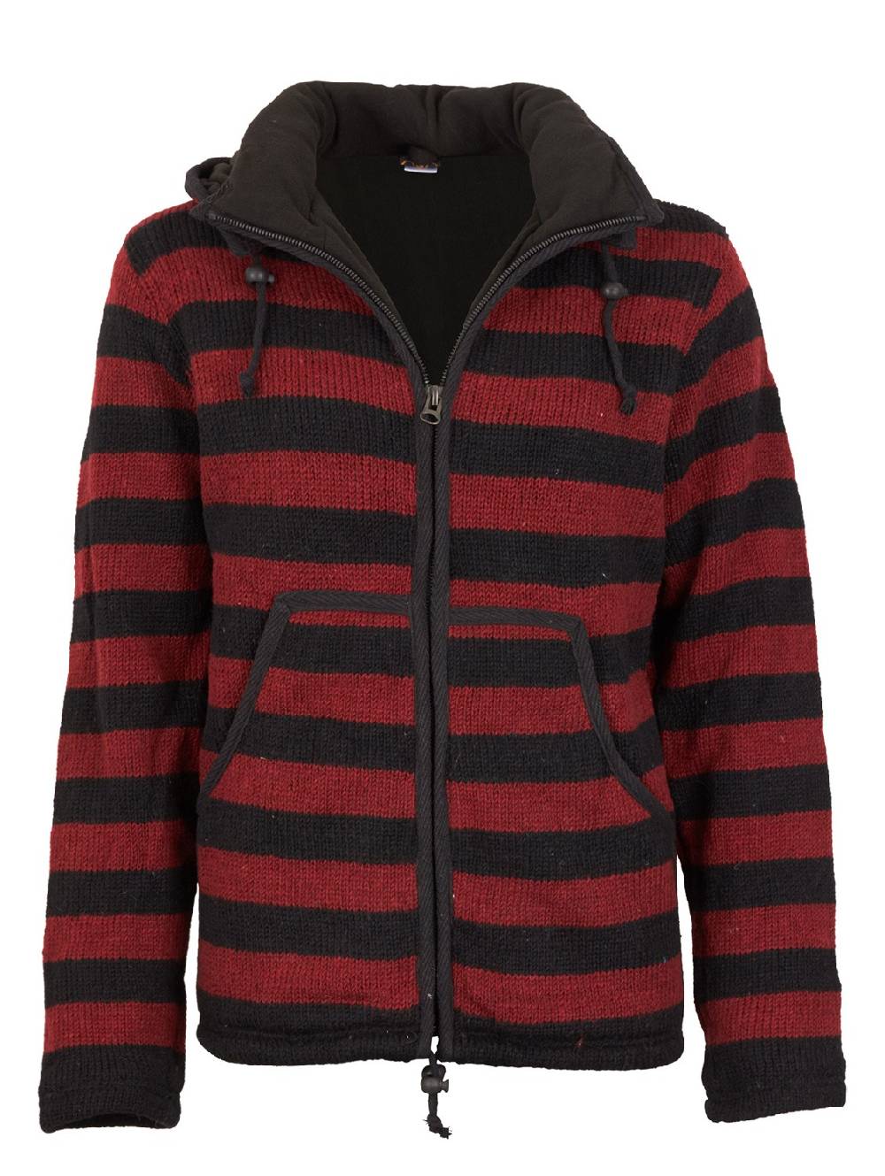 Kunst Und Magie Warme Strickjacke aus Wolle Jacke mit Fleecefutter und abnehmbarer Kapuze Fabrikverkauf