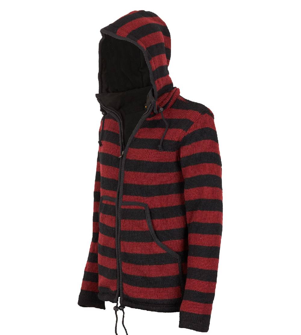 Kunst Und Magie Warme Strickjacke aus Wolle Jacke mit Fleecefutter und abnehmbarer Kapuze Fabrikverkauf