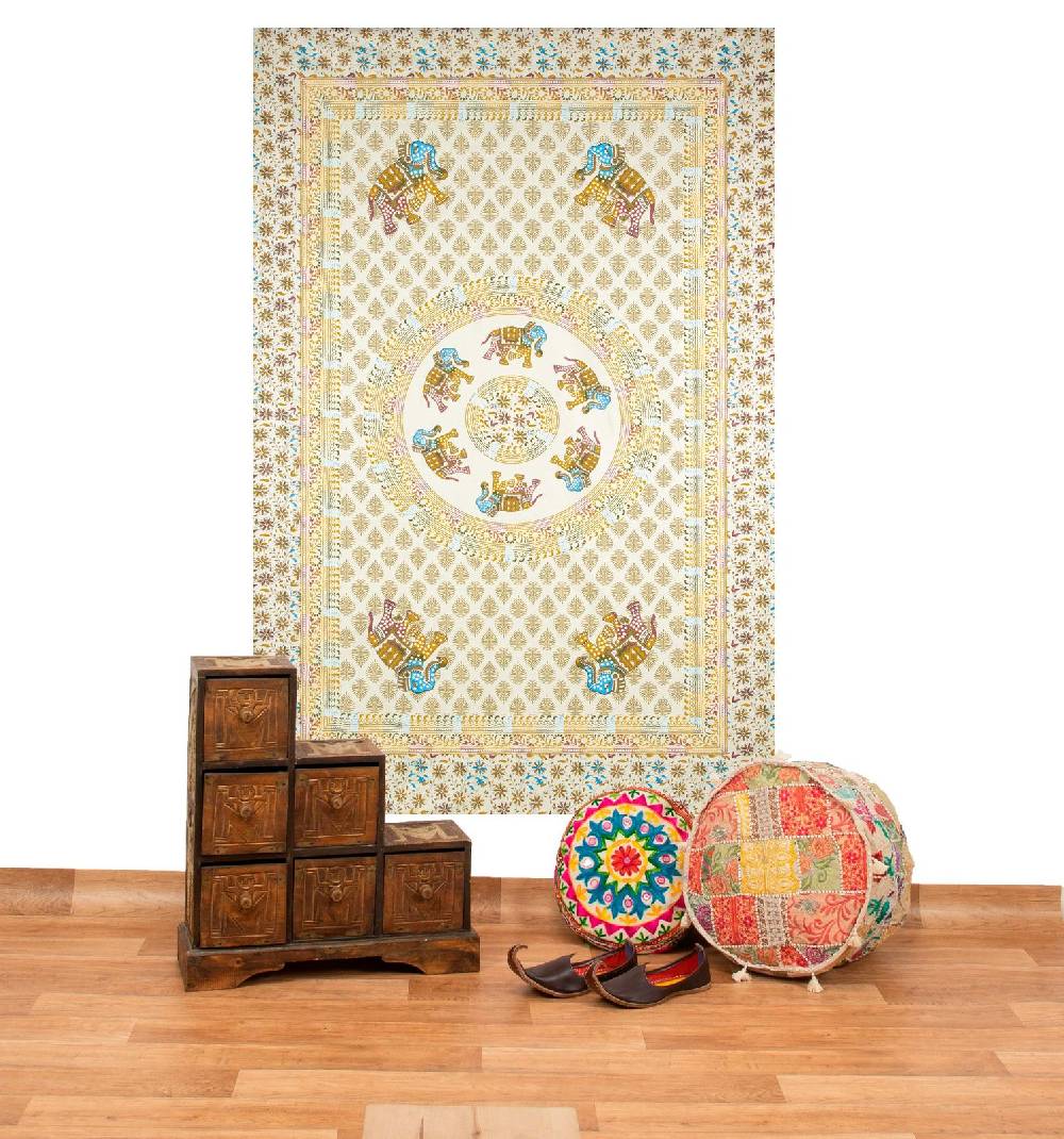 Kunst Und Magie Kunst und Magie Tagesdecke Wandbehang Deko Tuch Elefant Mandala ca 135 x 200cm Cyber Monday