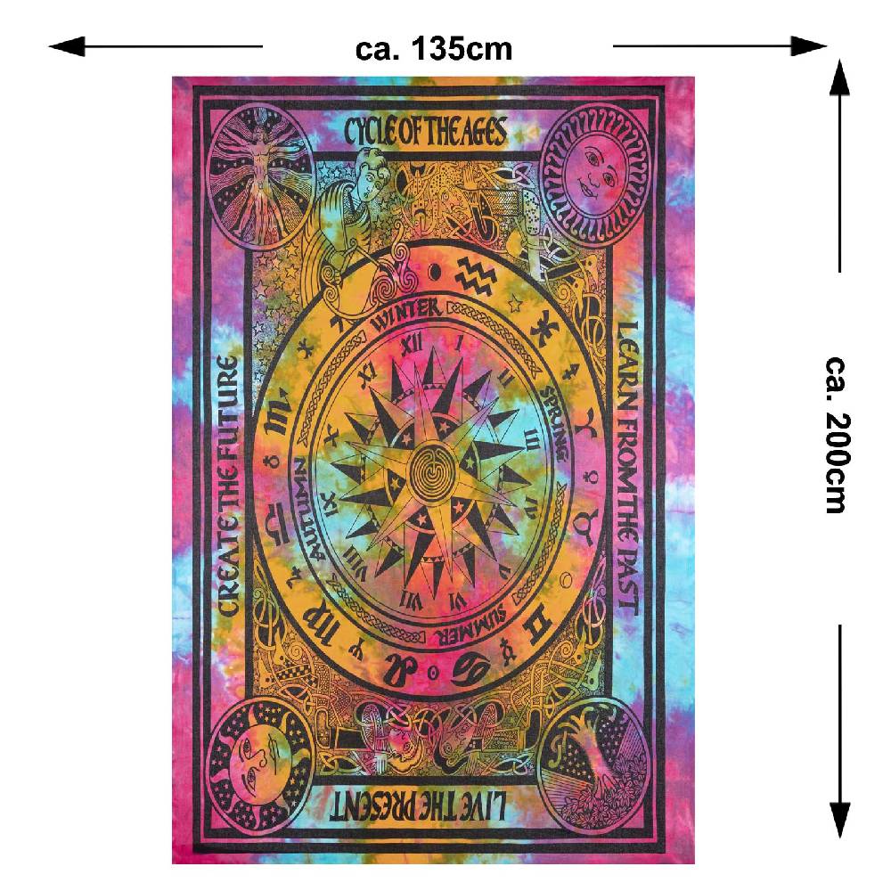 Kunst Und Magie Astrologie Tagesdecke Wandbehang Bunt Deko TuchCycle of the Ages .200x135cm Osterangebot