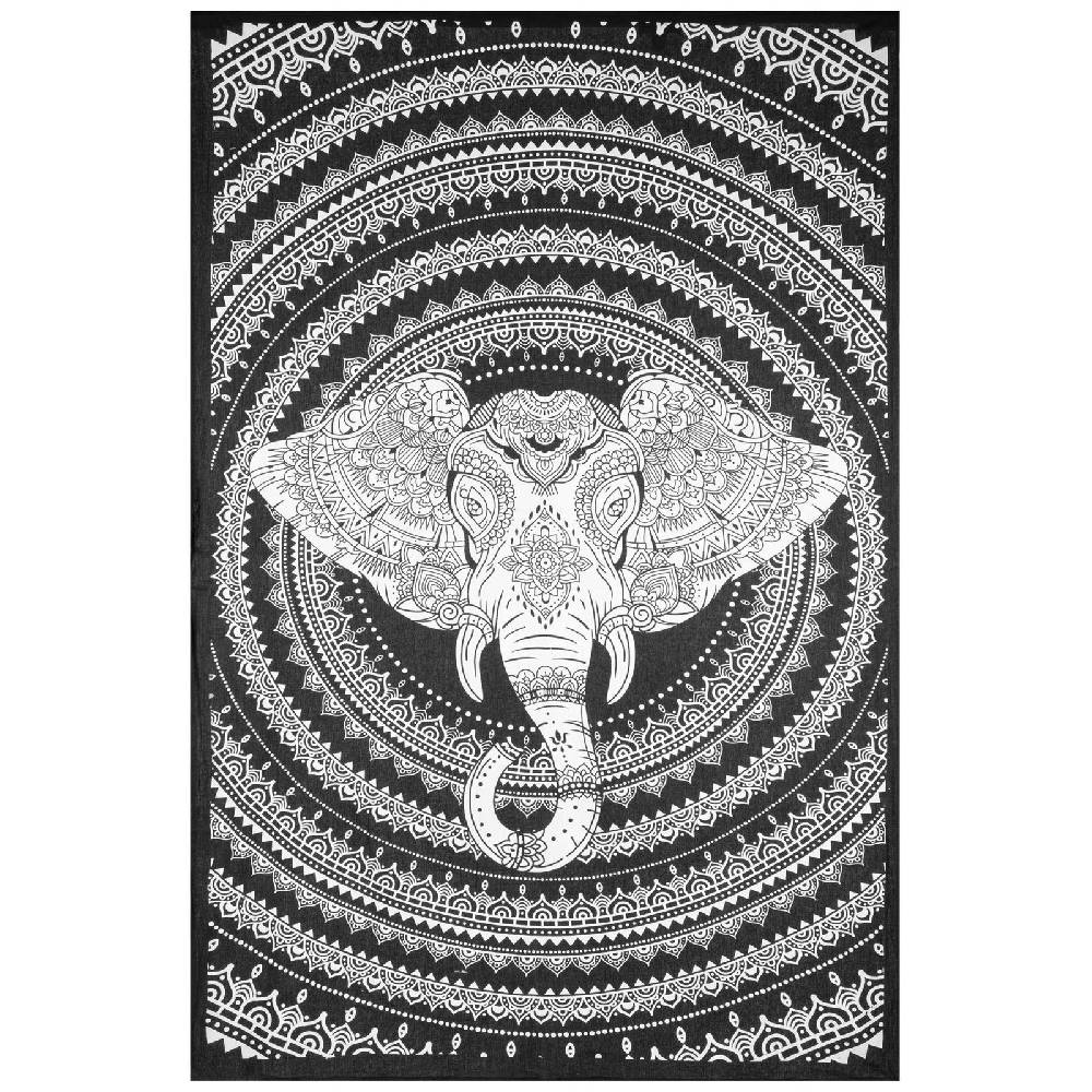 Kunst Und Magie Kunst und Magie Tagesdecke Wandbehang Deko Tuch Elefant Mandala ca 135 x 200cm Muttertagsangebot