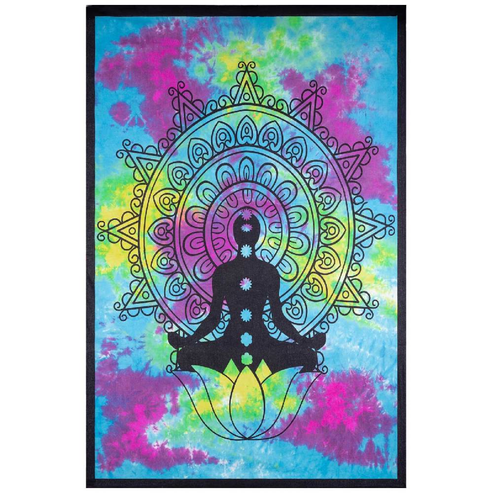Kunst Und Magie Kunst und Magie Tagesdecke Wandbehang Bunt Deko Tuch Buddha Chackra Meditation ca.200x135cm Vatertagsangebot