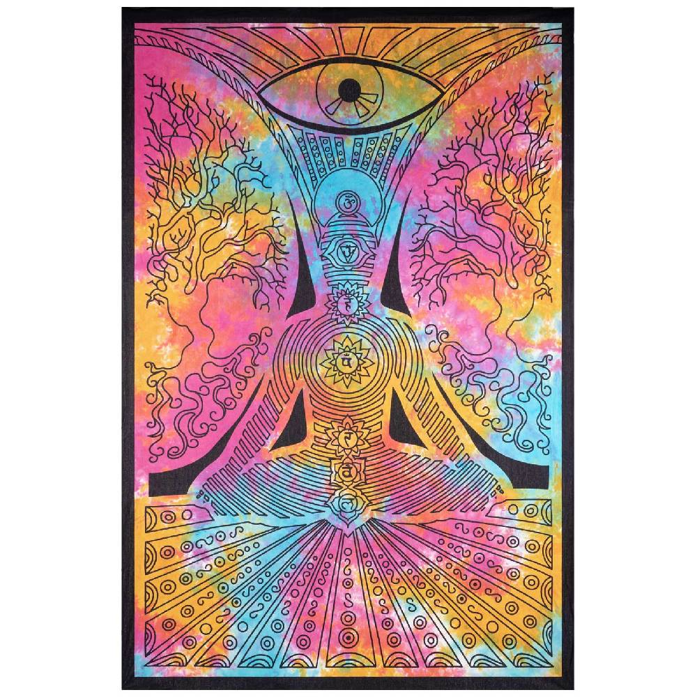 Kunst Und Magie Kunst und Magie Tagesdecke Wandbehang Bunt Deko Tuch Buddha Chackra Meditation ca.200x135cm Jubiläumsangebot