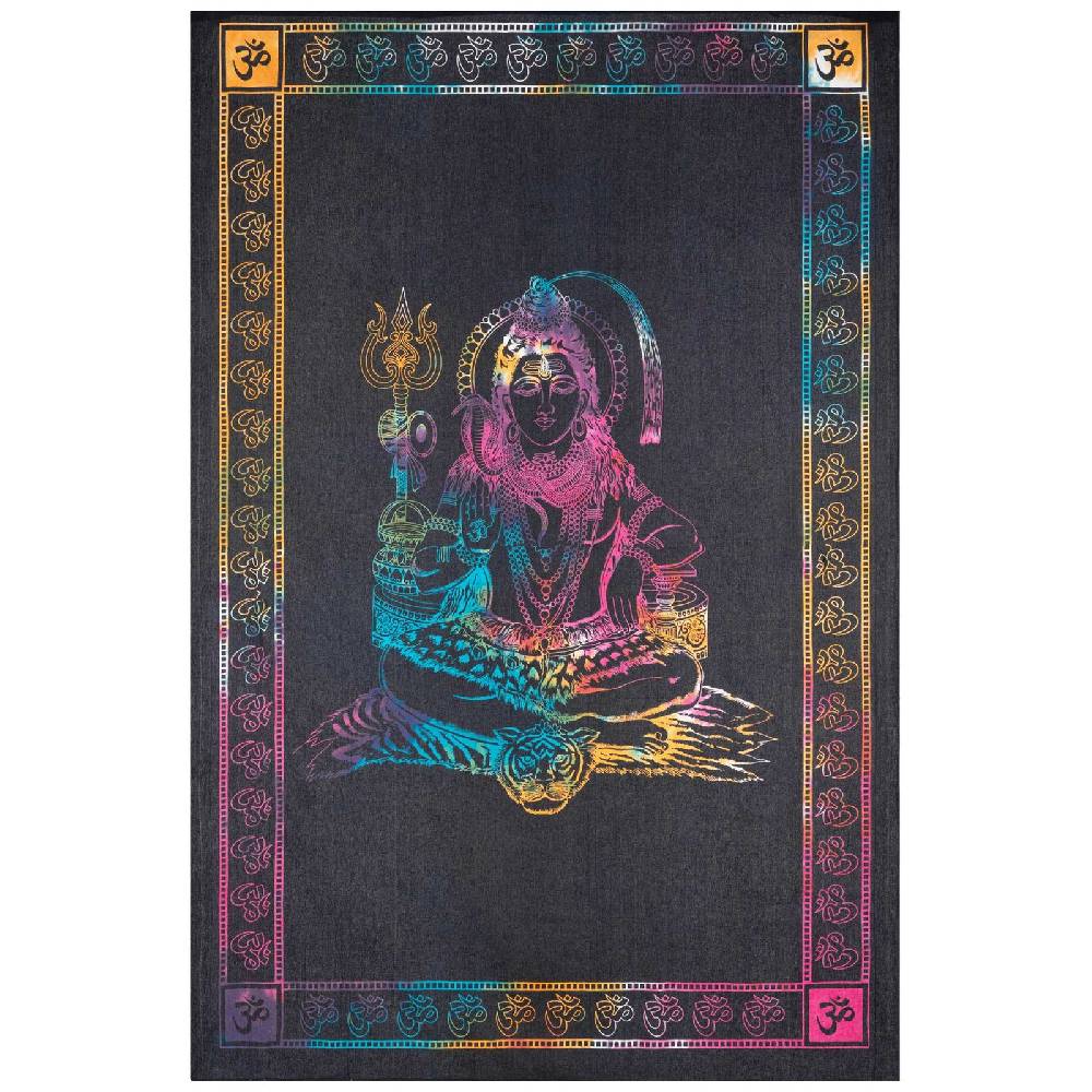Kunst Und Magie UV Tuch Shiva Tagesdecke Wandbehang Deko Meditation UV Schwarzlicht ca. 200 x 135 cm Heißer Verkauf