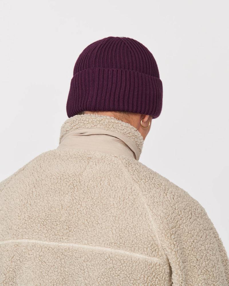 Kuuno Ribbed Cotton Beanie Dark Berry Begrenzte Freigabe
