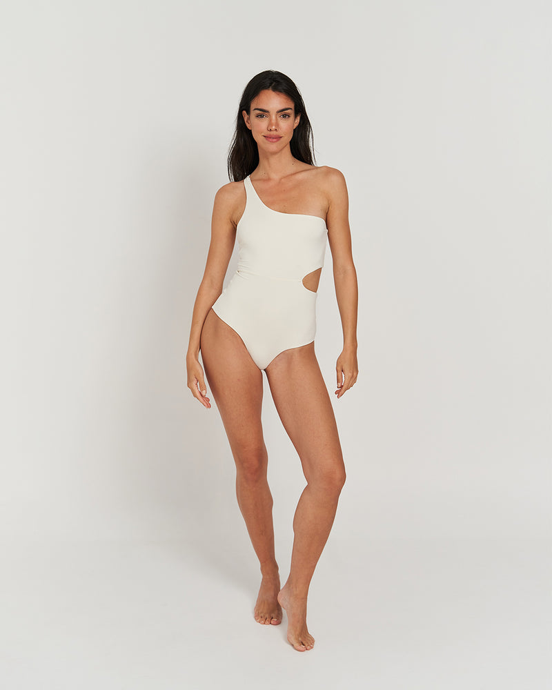 Kuuno Swimsuit One Shoulder Off White Hotsell