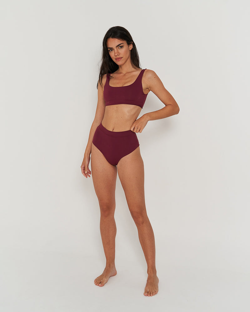 Kuuno Bikini Bottom High Waist Dark Berry Meist gekauft
