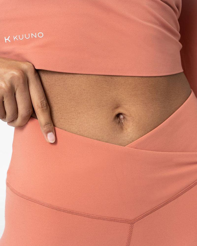Kuuno Essential Crossover High Waist Tights Coral Pink Clearance-Verkauf