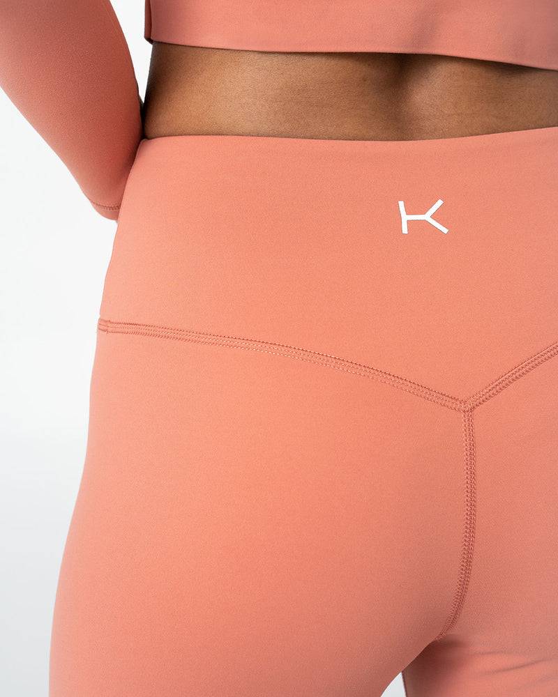 Kuuno Essential Crossover High Waist Tights Coral Pink Clearance-Verkauf