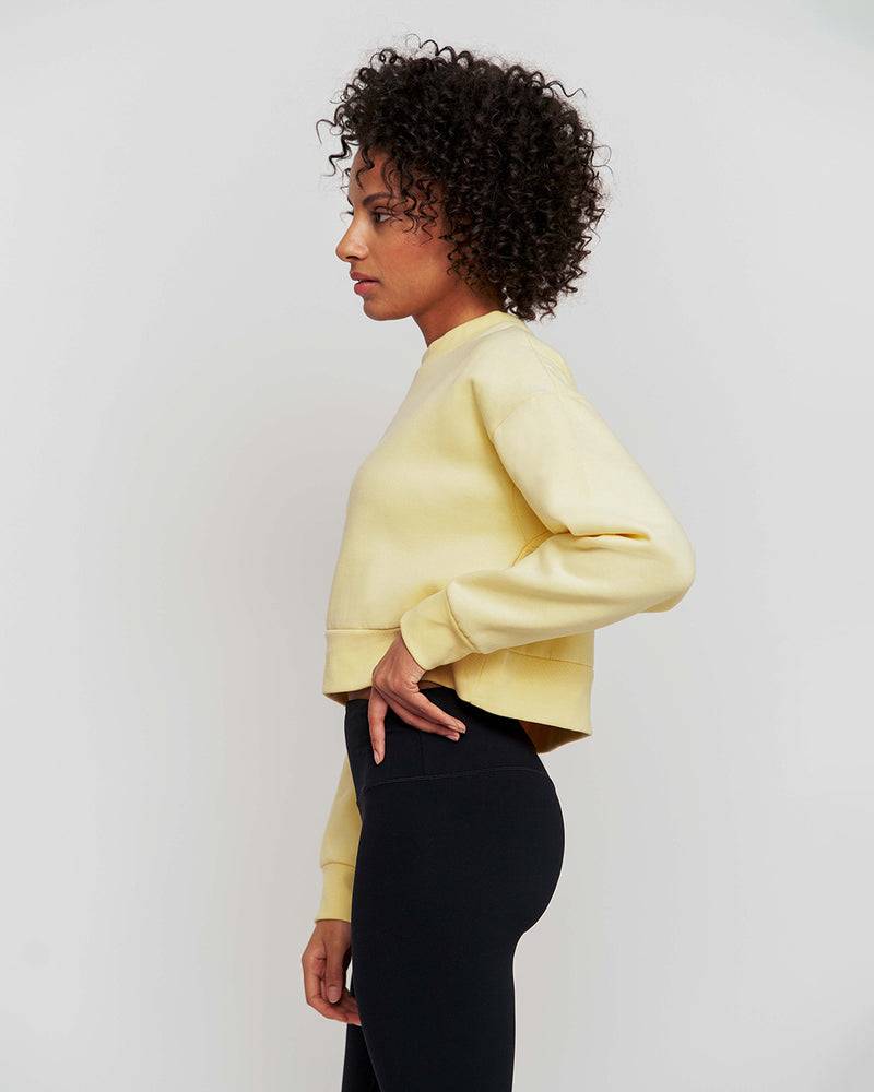 Kuuno Essential Cropped Sweater Pale Yellow Im Verkauf