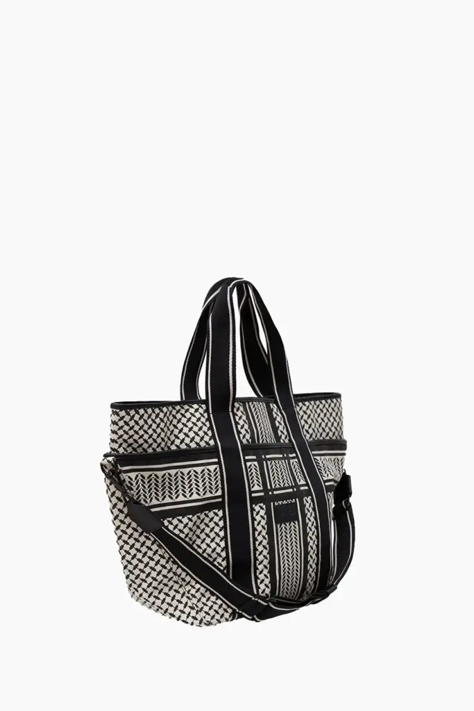 Lala Berlin East West Tote Merge canvas heritage stripe black 50% Rabatt für begrenzte Zeit