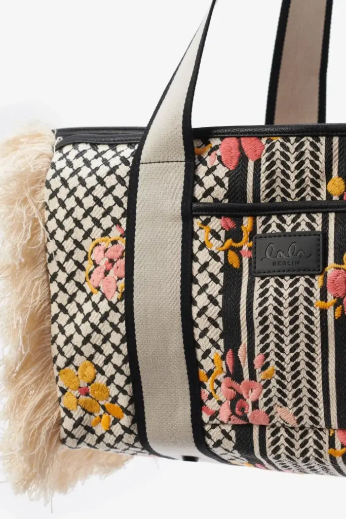 Lala Berlin Big Bag Muriel stitched canvas heritage embroidery flower Online Shopping