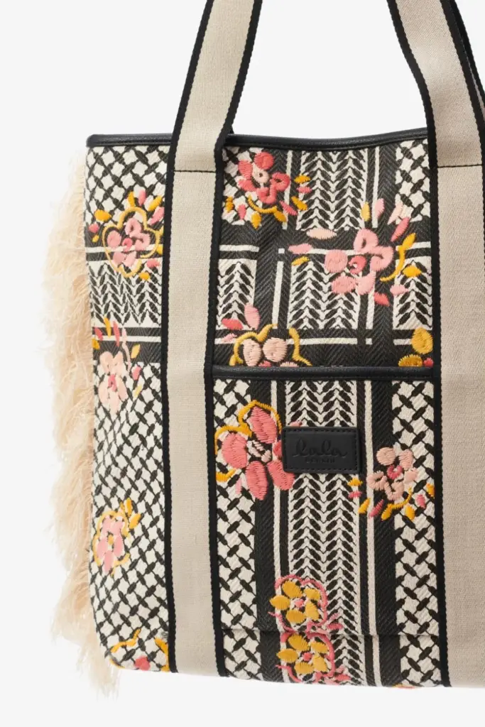 Lala Berlin Tote Carmela stitched canvas heritage embroidery flower Osterangebot